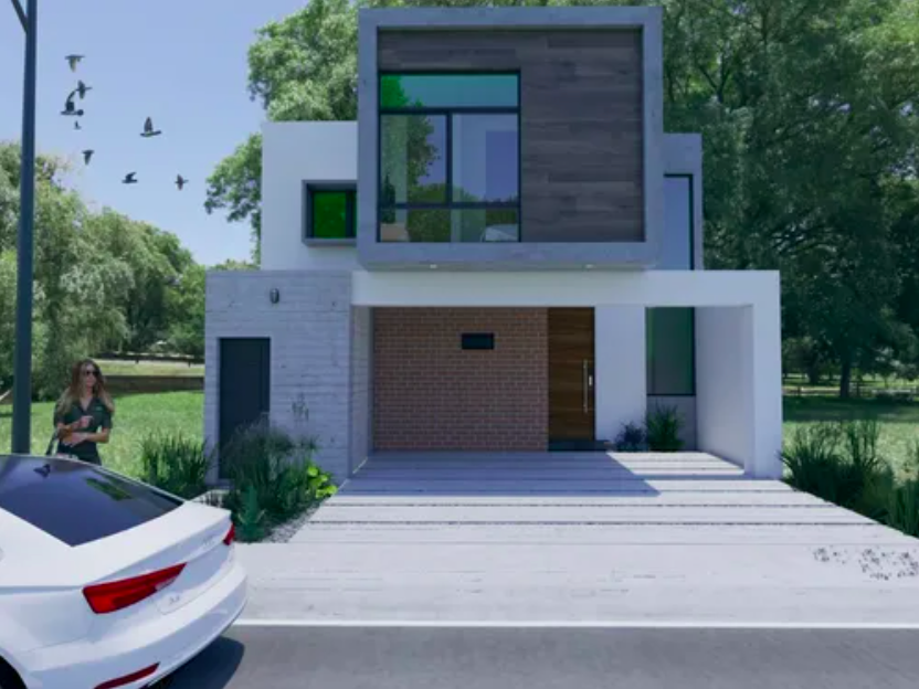 Plano de casa moderna para terreno 8x20m - PLANOS HOY