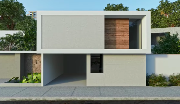 Plano de casa moderna para terreno 8x10m