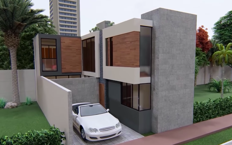 Plano de casa moderna para terreno 7x12m - PLANOS HOY