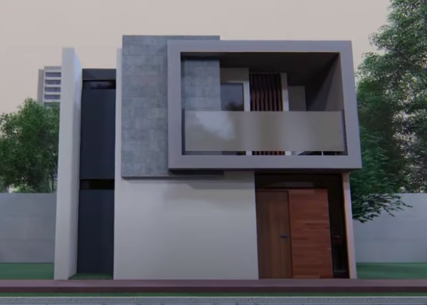 Plano de casa moderna para terreno 7x8m8