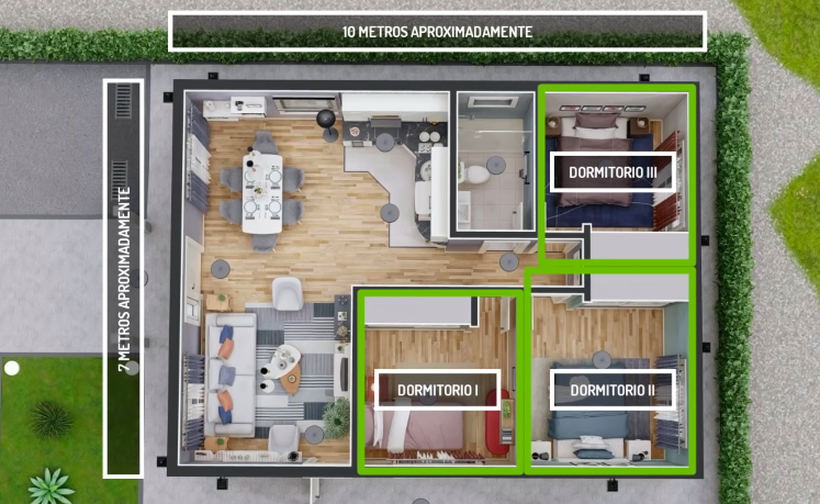 Plano de casa sencilla para terreno 7x10m - PLANOS HOY